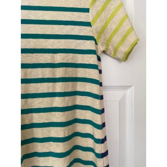 French Connection Green Blue Striped 100% Cotton Short Sleeve T-Shirt • Sz XS ⬇️ - Picture 2 of 4